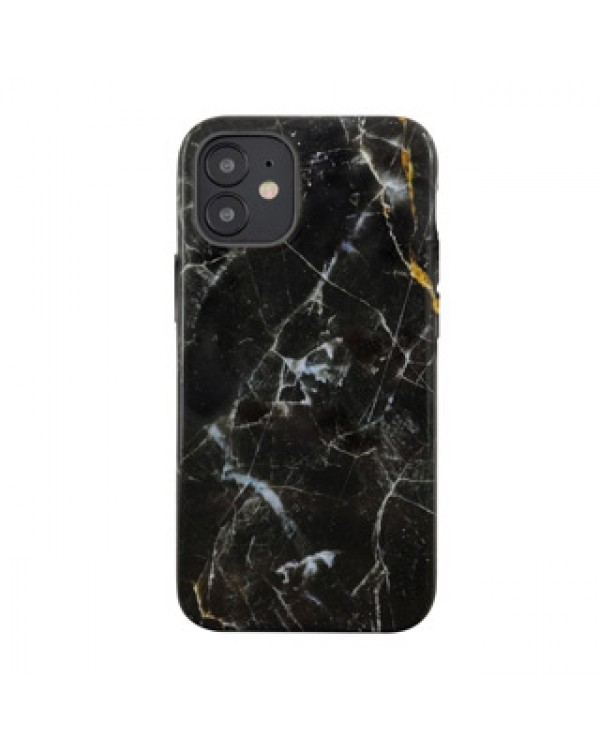 iPhone 12 Mini Uunique Black/Gold (Dark Star Marble) Nutrisiti Eco Printed Back Case
