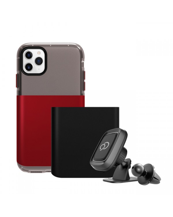 Nimbus9 - Ghost 2 Pro Case with Car Mount Pitch Black/Crimson for iPhone 11 Pro Max