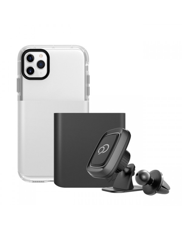 Nimbus9 - Ghost 2 Pro Case with Car Mount Gunmetal Gray/Pure White for iPhone 11 Pro