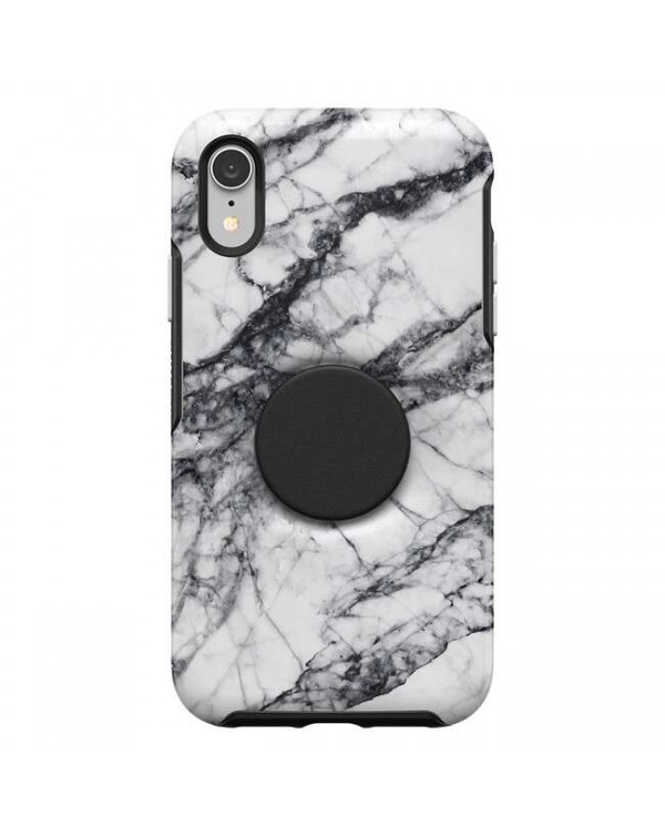 Otterbox - Otter + Pop Symmetry Case with Swappable PopTop White Marble for iPhone XR