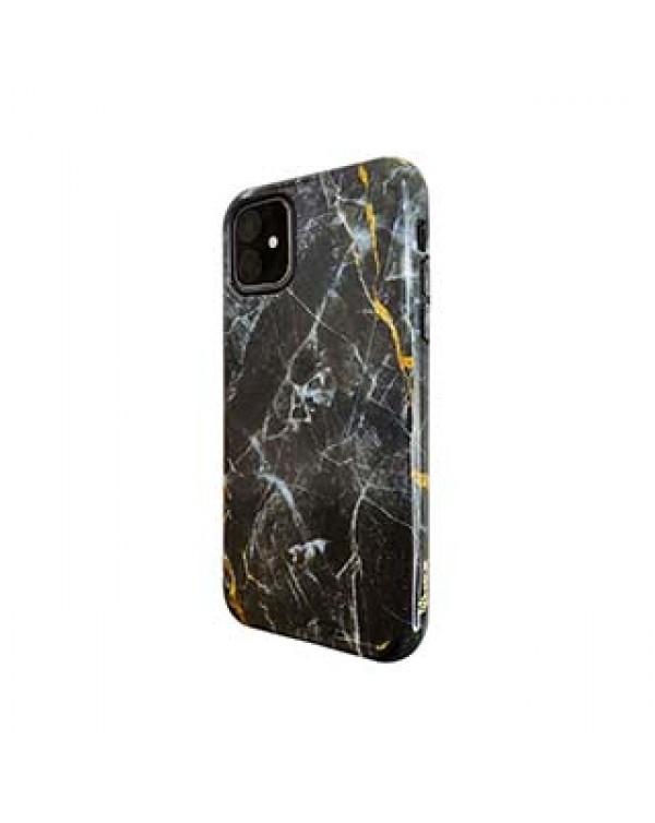 iPhone 11/XR Uunique Black/Gold (Dark Star Marble) Nutrisiti Eco Printed Marble Back Case