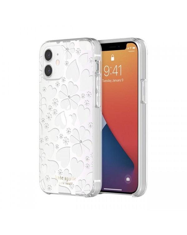 Kate Spade - Protective Hardshell Case Clover Hearts Knockout for iPhone 12 mini