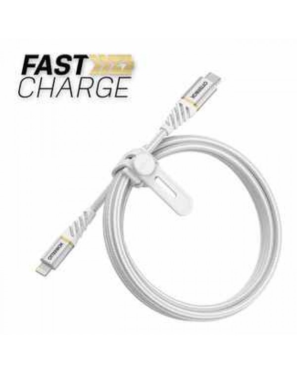 Otterbox - Charge/Sync Lightning to USB-C Premium Cable 4ft White