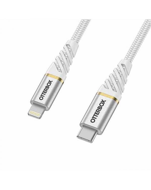 Otterbox - Charge/Sync Lightning to USB-C Premium Cable 4ft White