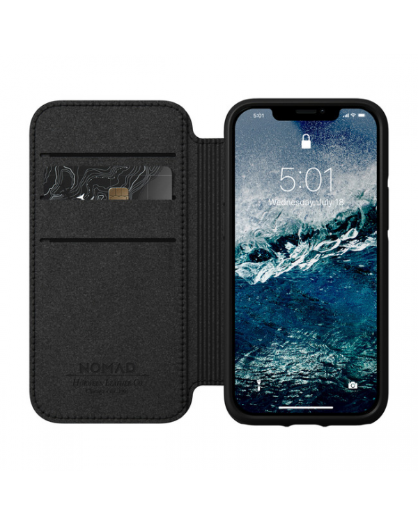 Nomad - Rugged Leather Folio Case Rustic Brown for iPhone 12 mini