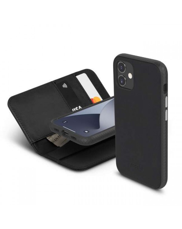 Moshi - Overture Wallet Case Jet Black for iPhone 12 mini