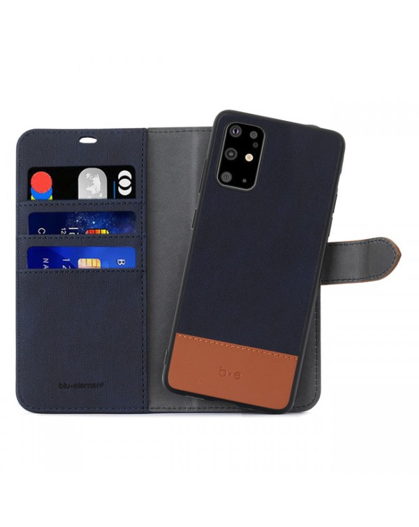 Blu Element - 2 in 1 Folio Case Navy/Tan for Samsung Galaxy S20 PLUS