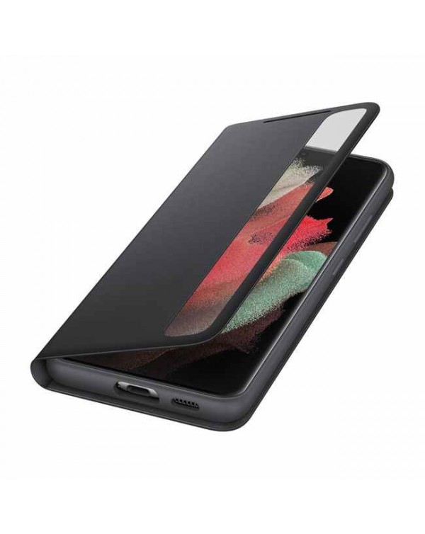 Samsung - Smart Clear View Cover Black for Samsung Galaxy S21 Ultra