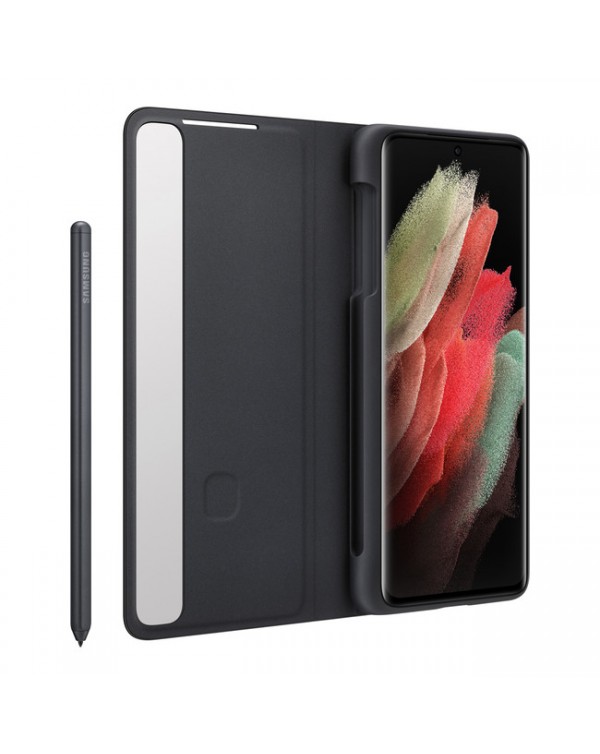 Samsung - Smart Clear View Cover Case with S-Pen Black for Samsung Galaxy S21 Ultra Black