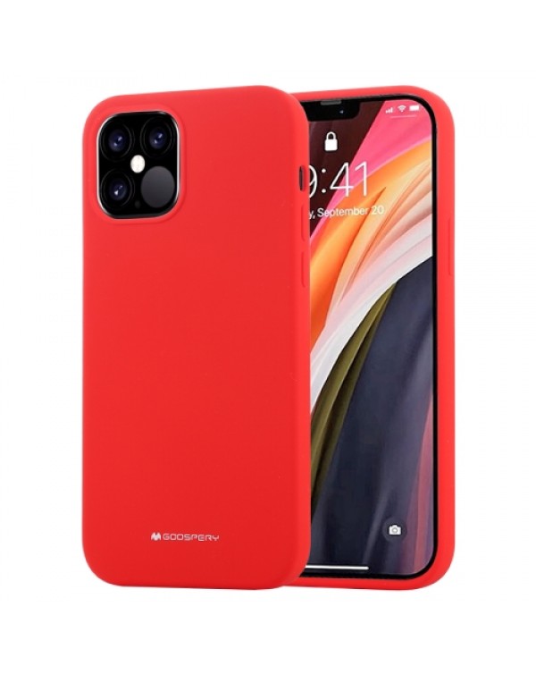 GOOSPERY SILICONE Solid Color Soft Liquid Silicone Shockproof Soft TPU Case iPhone 12 Pro Max(Red)