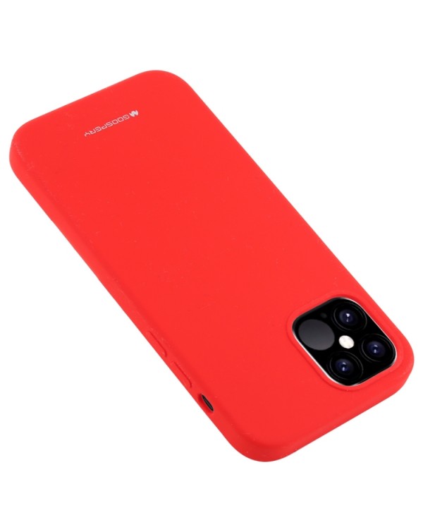 GOOSPERY SILICONE Solid Color Soft Liquid Silicone Shockproof Soft TPU Case iPhone 12 Pro Max(Red)