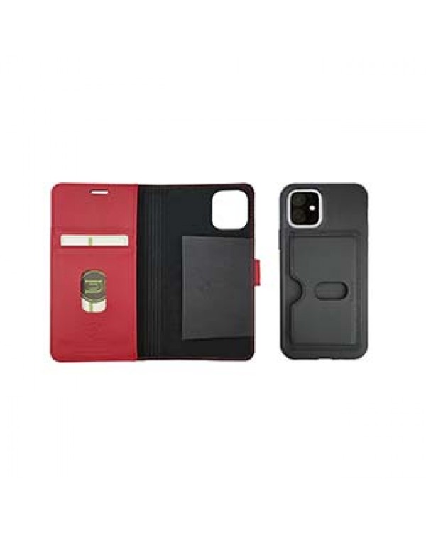 iPhone 11/XR Uunique Black/Red Nutrisiti 2-in-1 Eco Leather Folio & Detachable Back Case