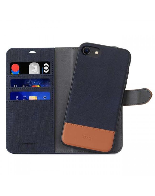 Blu Element - 2 in 1 Folio Case Blue/Tan for iPhone SE 2020/8/7