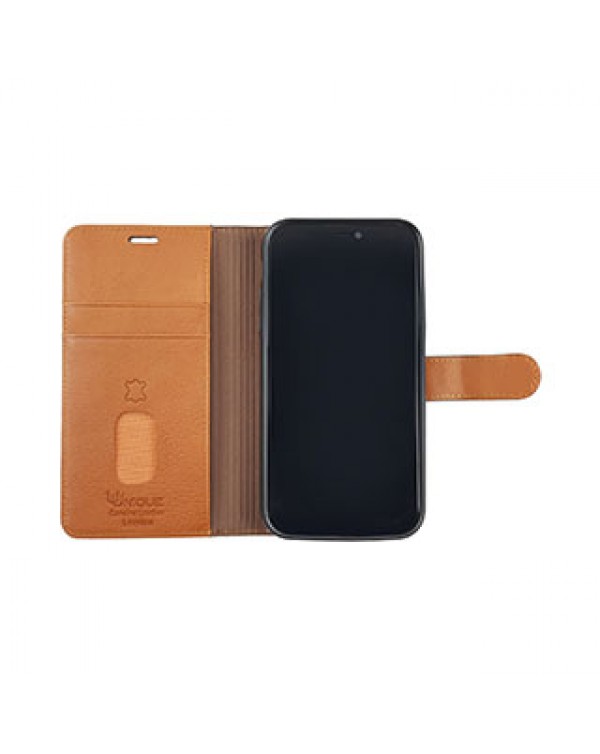 iPhone XR Uunique Brown/Tan Genuine Leather 2-in-1 Detachable Folio Case