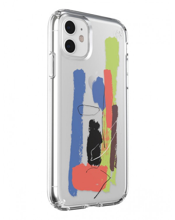 Speck Apple iPhone 11 Presidio Clear + Print (Paintsplatter Blue/Clear) (Anti-Microbial/Microban)