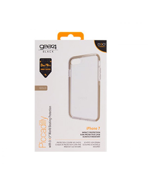 iPhone SE (2020)/8/7 Gear4 D3O Clear/Gold Piccadilly case