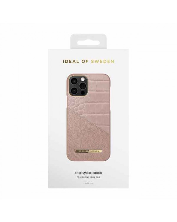 Ideal of Sweden - Atelier Fashion Case Rose Smoke Croco for iPhone 12/12 Pro