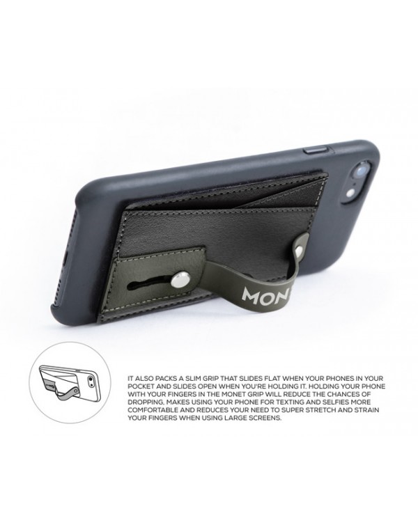 Monet - Wallet Kickstand Genuine Leather Black