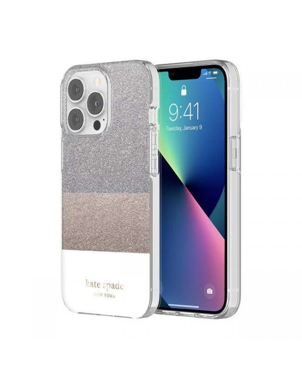 Kate Spade - Protective Hardshell Case Glitter Block White for iPhone 13 Pro