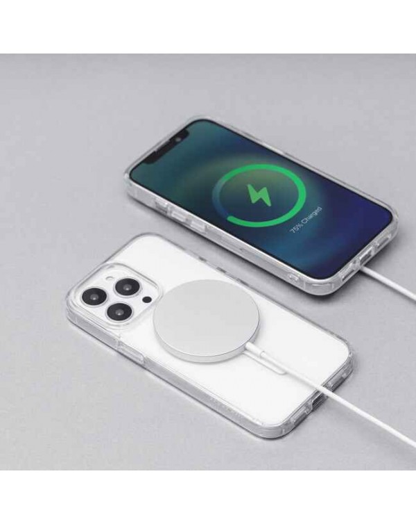 SwitchEasy - MagCrush Bumper Clear Case Silver for iPhone 13