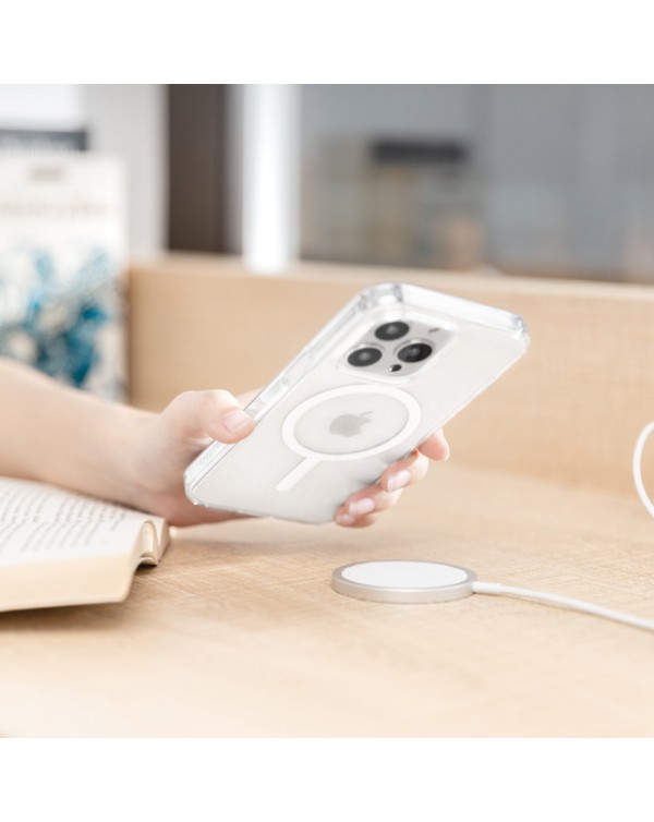 SwitchEasy - MagCrush Bumper Clear Case Silver for iPhone 13 Pro 