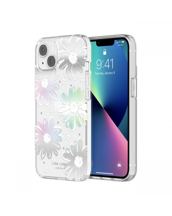 Kate Spade - Protective Hardshell Case Daisy Iridescent for iPhone 13 mini/12 mini