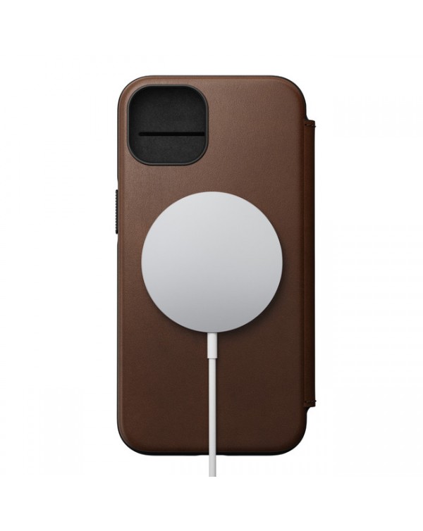 Nomad - Horween Leather Rugged Folio Case Rustic Brown for iPhone 13