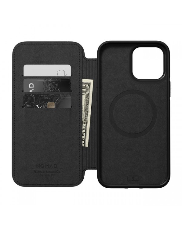 Nomad - Horween Leather Rugged Folio Case Black for iPhone 13 Pro Max