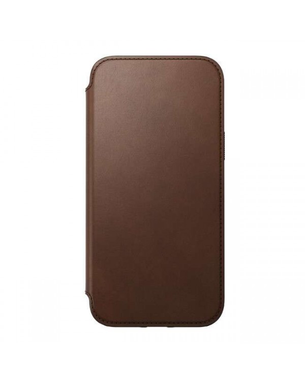 Nomad - Horween Leather Rugged Folio Case Rustic Brown for iPhone 13 Pro Max