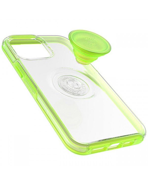 Otterbox - Otter+Pop Symmetry Clear with Swappable PopTop Clear/Translucent Blaze Lime for iPhone 13 Pro