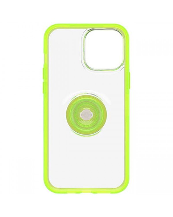 Otterbox - Otter+Pop Symmetry Clear with Swappable PopTop Clear/Translucent Blaze Lime for iPhone 13 Pro
