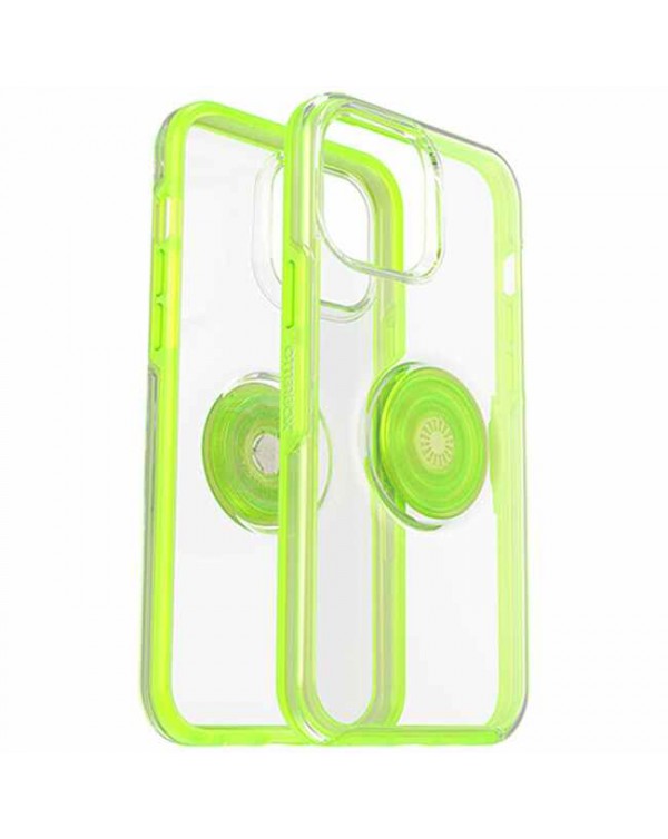 Otterbox - Otter+Pop Symmetry Clear with Swappable PopTop Clear/Translucent Blaze Lime for iPhone 13 Pro