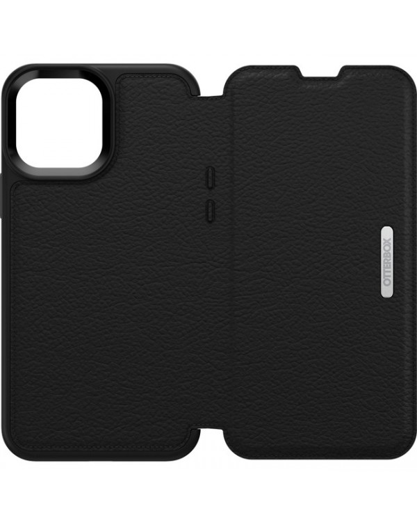 Otterbox - Strada Folio Leather Case Black/Pewter for iPhone 13 Pro