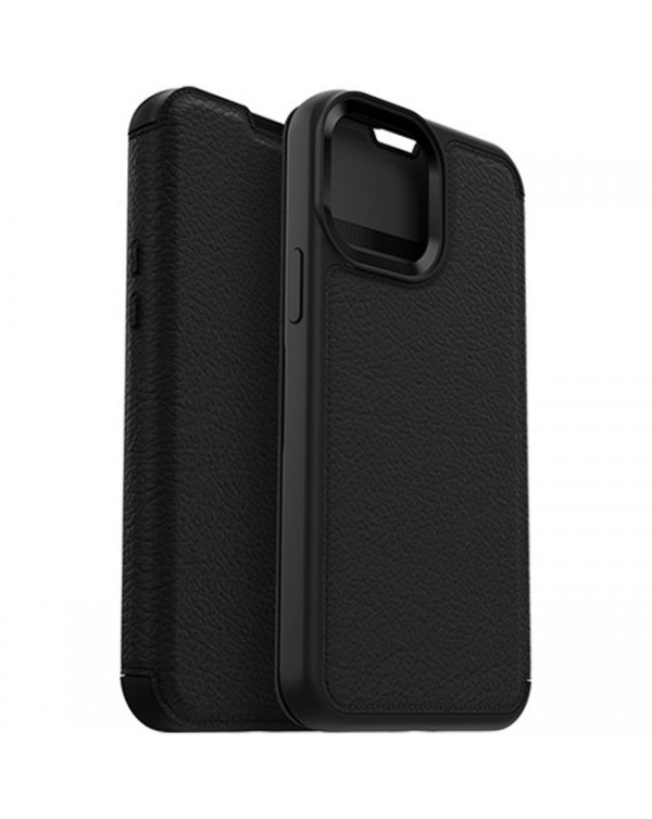 Otterbox - Strada Folio Leather Case Black/Pewter for iPhone 13 Pro