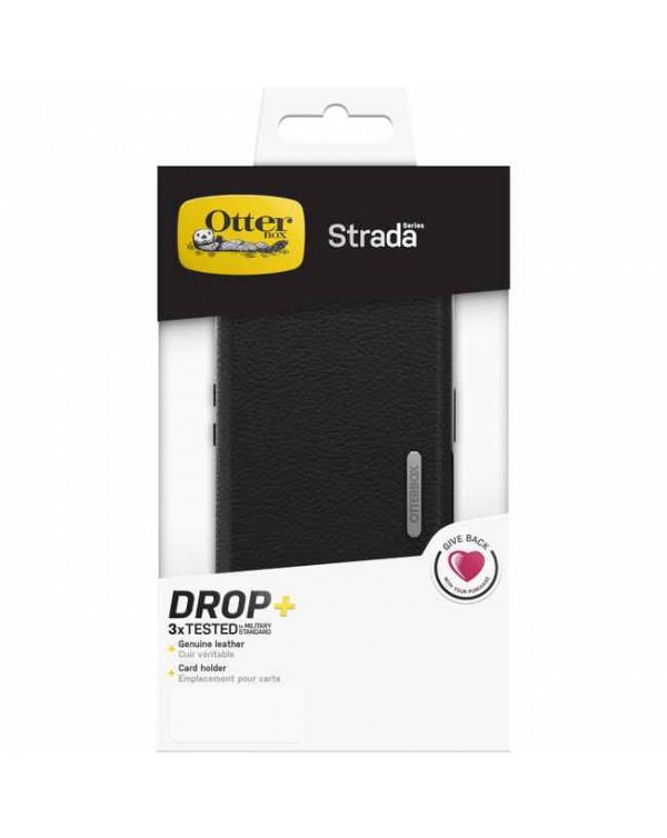 Otterbox - Strada Folio Leather Case Black/Pewter for iPhone 13 Pro