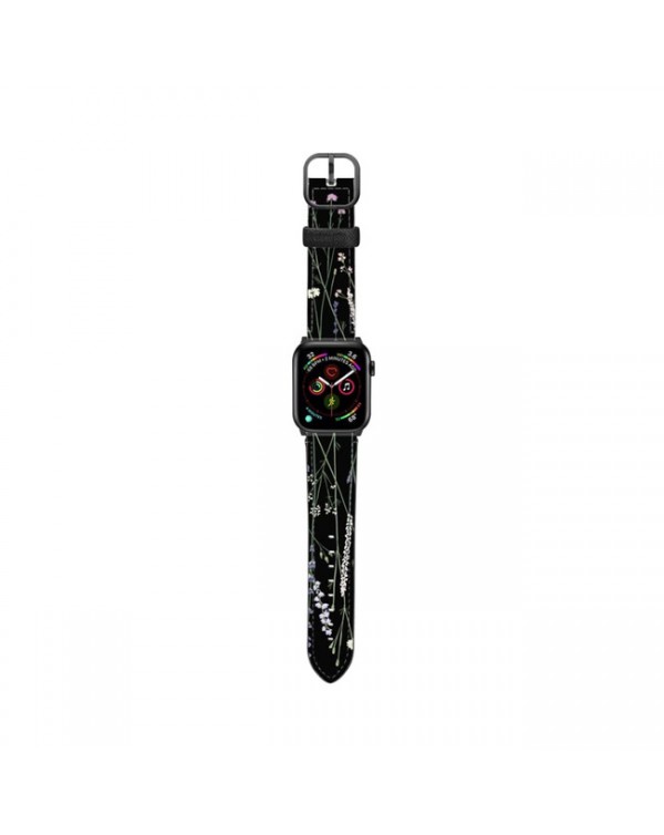Casetify - Safiano Leather Band Gigi Garden Black for Apple Watch Series 3/4/5/6/SE 44mm/42mm