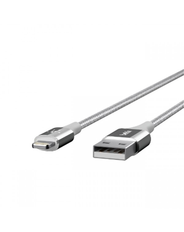 Belkin - Duratek Charge/Sync Lightning Cable 4ft Silver