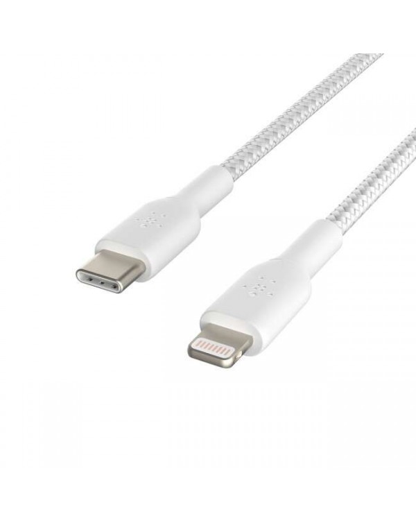Belkin - Charge/Sync Braided USB-C to Lightning Cable 4ft White