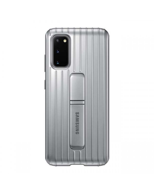 Samsung - Protective Standing Cover Case Silver for Samsung Galaxy S20