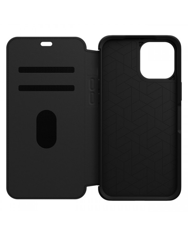 Otterbox - Strada Folio Leather Case Shadow (Black/Pewter) for iPhone 12 Pro Max