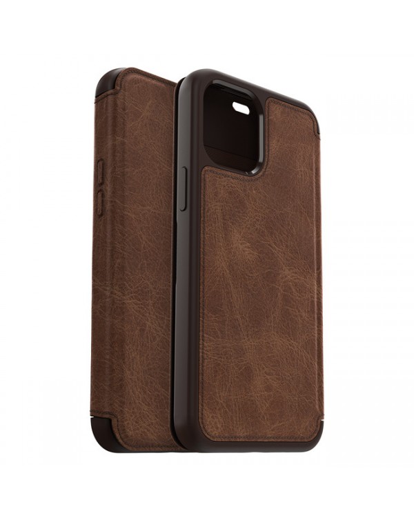 Otterbox - Strada Folio Leather Case Dark Brown/Rodeo Brown for iPhone 12 Pro Max