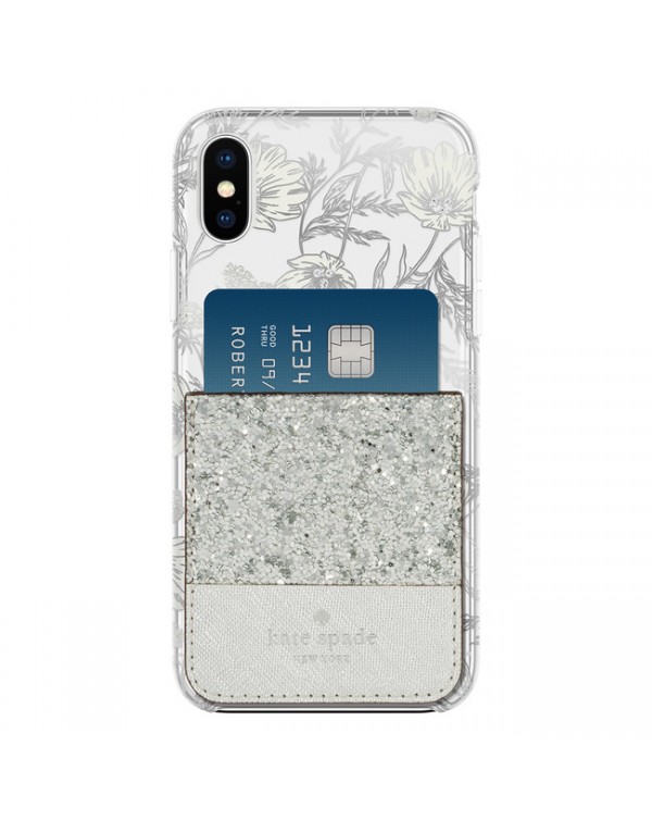 Kate Spade - Sticker Pocket Glitter Silver