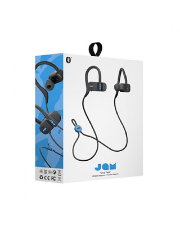 JAM Black Live Fast Bluetooth Over-Ear Clip Earbuds