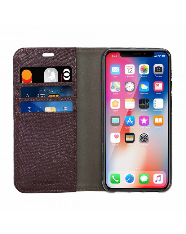 Blu Element - 2 in 1 Folio Case Black/Brown for iPhone XR