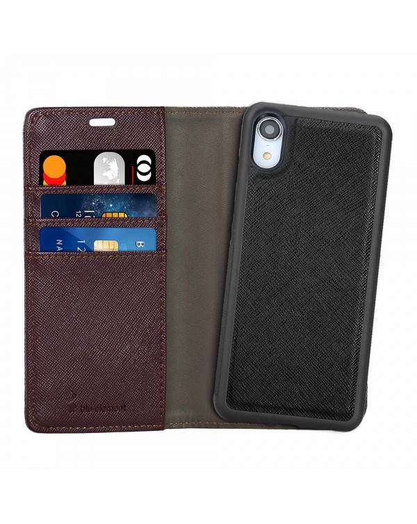 Blu Element - 2 in 1 Folio Case Black/Brown for iPhone XR