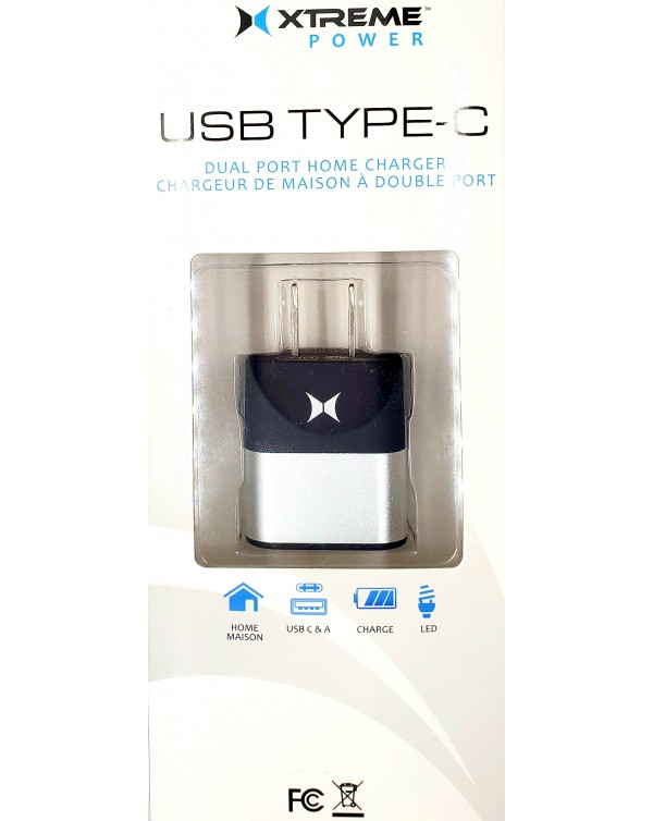Dual port Wall charger USB-C & A
