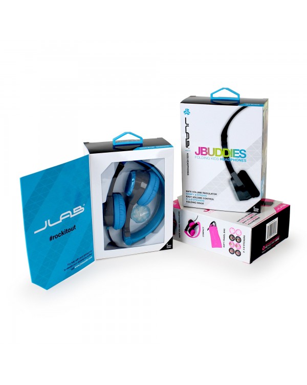 JLab Audio - JBuddies Folding Headphones Blue/Gray (English Packaging Only)