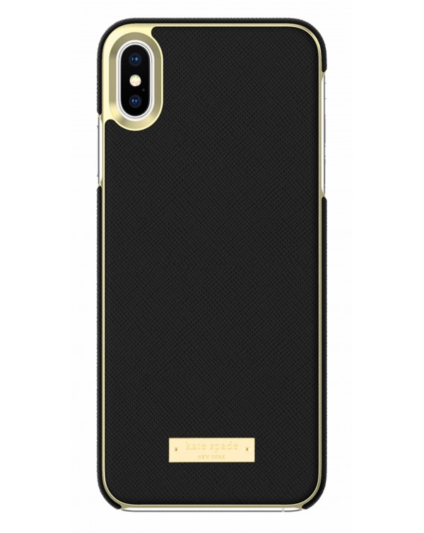 Kate Spade - Wrap Case Saffiano Black Gold Plate for iPhone XS Max