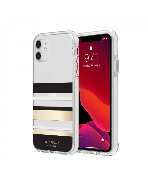 Kate Spade - Defensive Hardshell Case Park Stripe Clear for iPhone 11