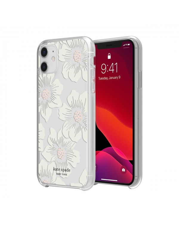 Kate Spade - Protective Hardshell Case Hollyhock Floral Clear for iPhone 11